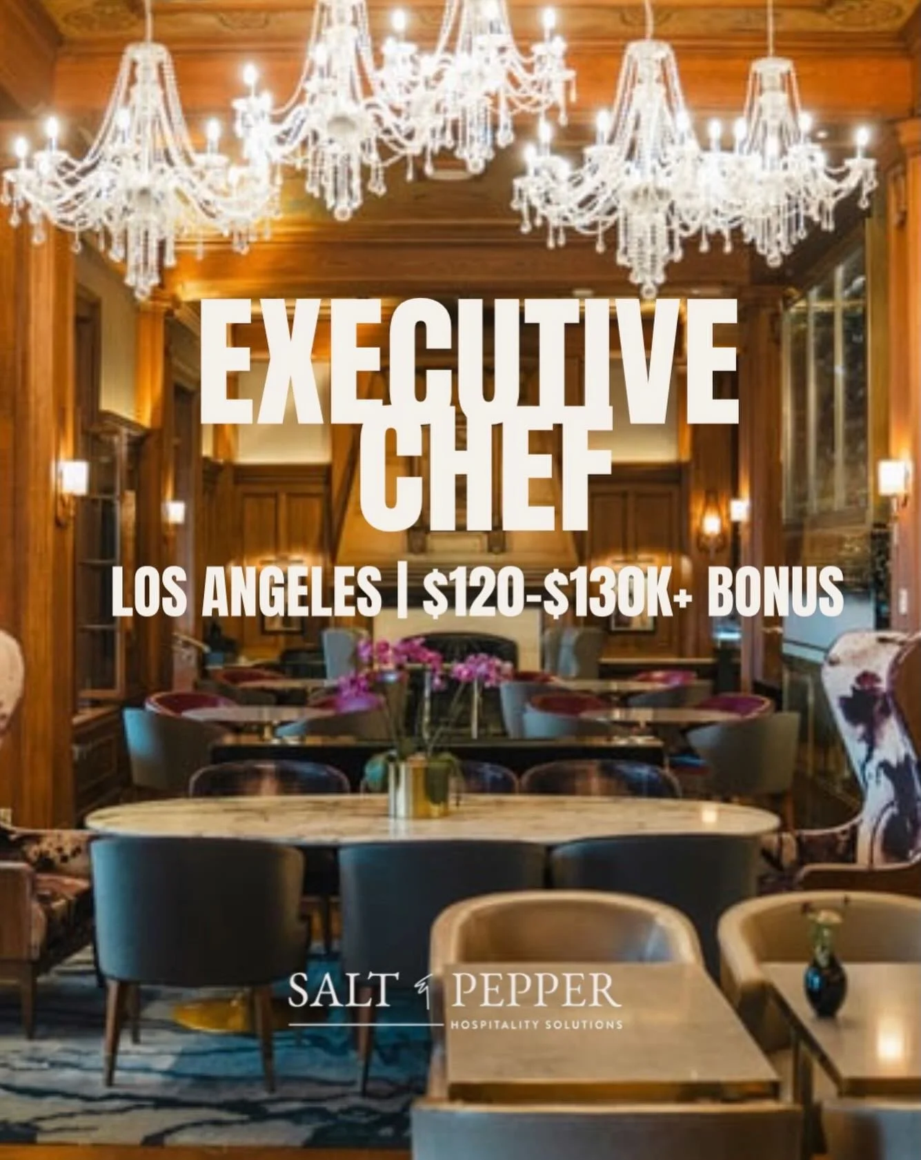 Seeking an EC for a high profile, multi concept hospitality group in LA. We are actively hiring and moving quickly. Send us your resume april@sandphospitality.com ✅