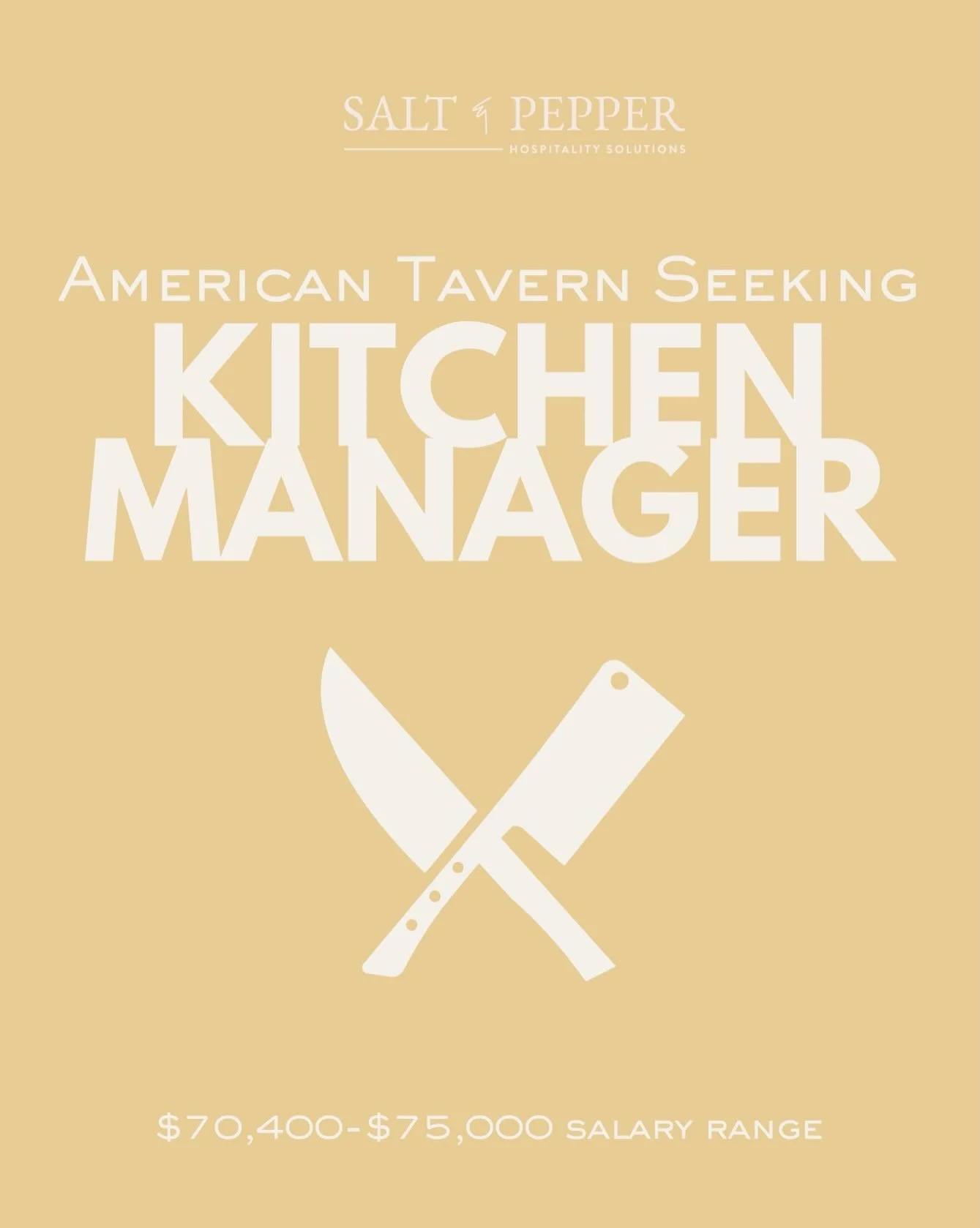 Seeking Kitchen Manager for a new concept opening soon ☀️ april@sandphospitality.com