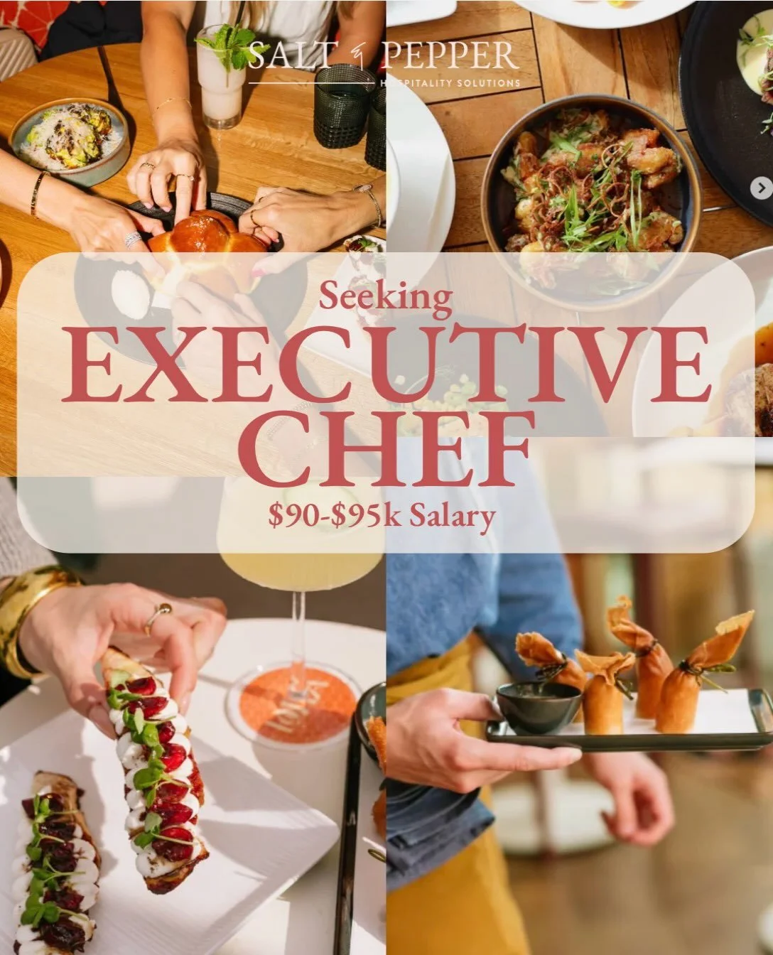🥘 Seeking an Executive Chef for an independently owned, upscale, neighborhood restaurant along the coast. Salary $90-$95 range. Email april@sandphospitality.com 💫