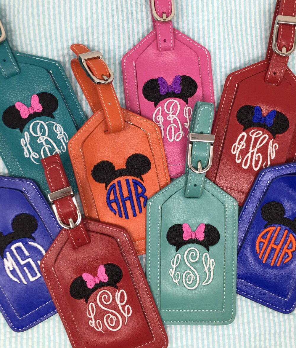 Monogrammed mouse ears luggage tag, personalized luggage tag, Disney,  graduation gift — The Silver Spool Monograms