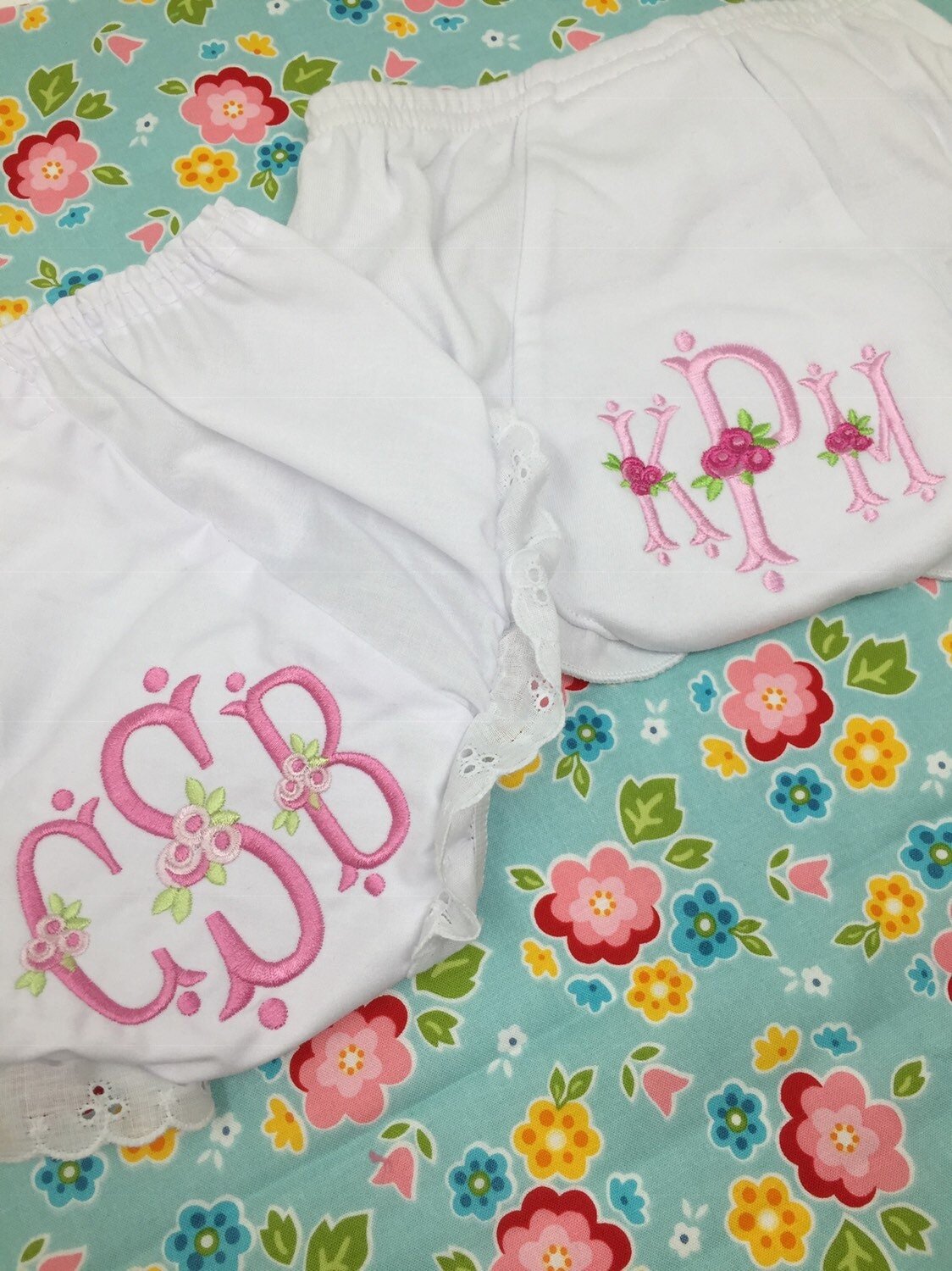 Personalized Rosebud Baby Bloomers Girls Flower Diaper Cover Monogrammed with your Name 