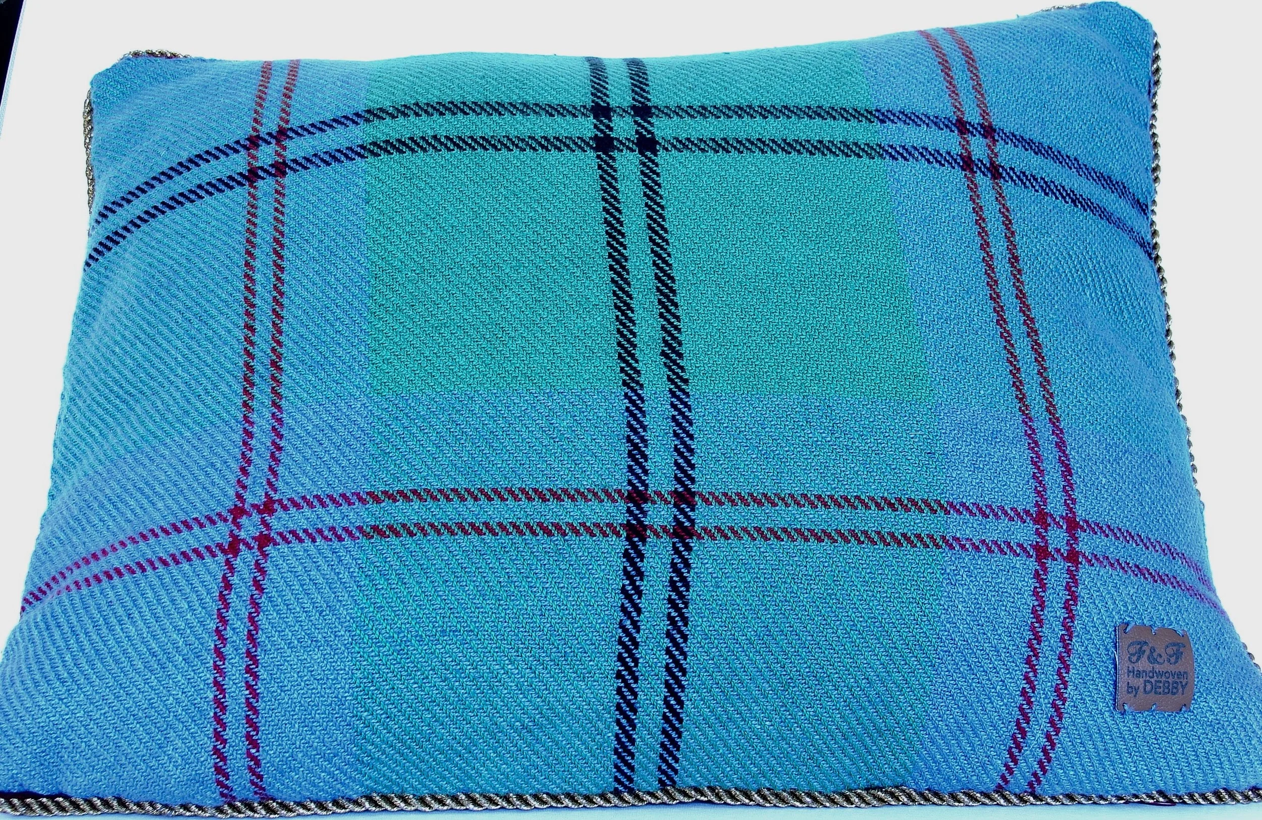pillow cover I made with tartan fabric remnant - colors are not true on this photo