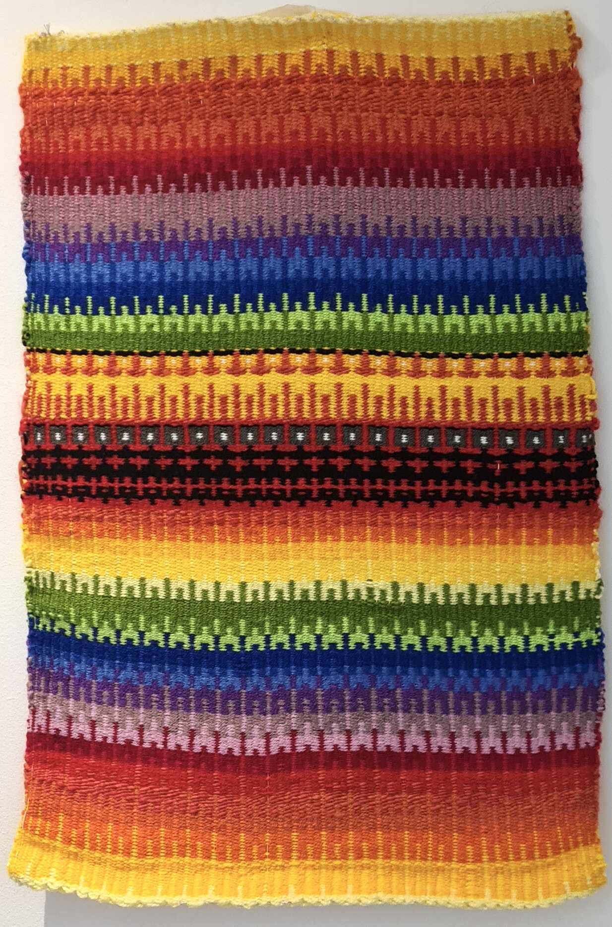 Handwoven Krokbragd Wool Rug Rainbow Ombre