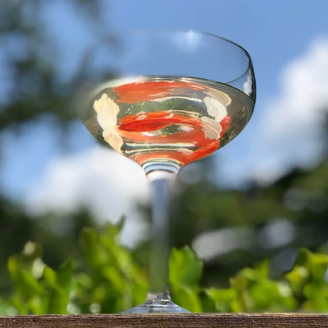 Visible Layers of "Resin and Painted Goldfish in a Martini Glass" (Side View)