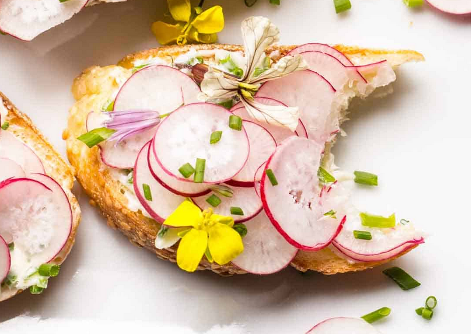 Easy French Buttered Radish Toasts