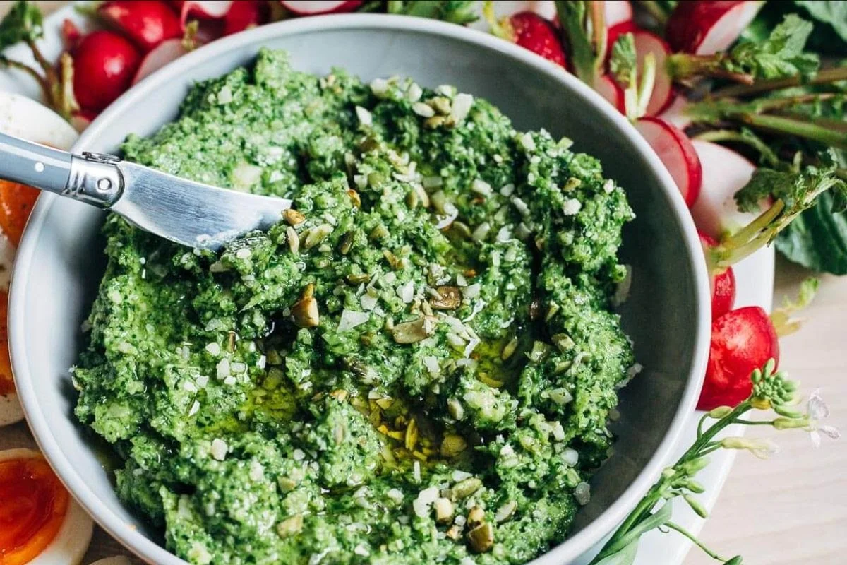 Green Garlic Pesto With Radish Greens