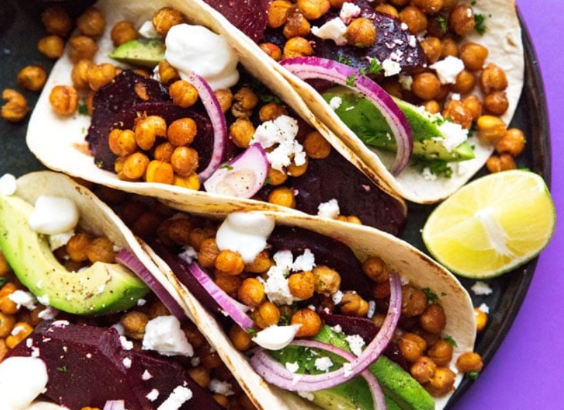 Roasted Beet and Chickpea Tacos