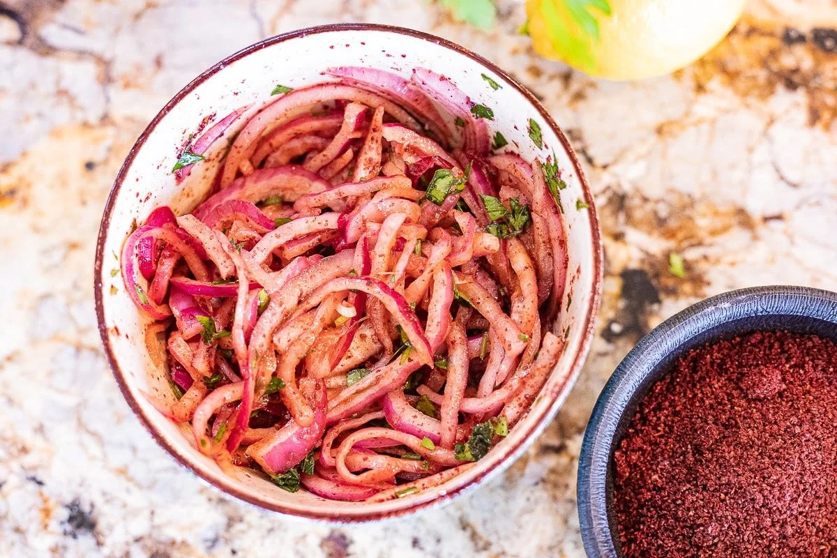 Marinated Sumac Onions (Biwaz)