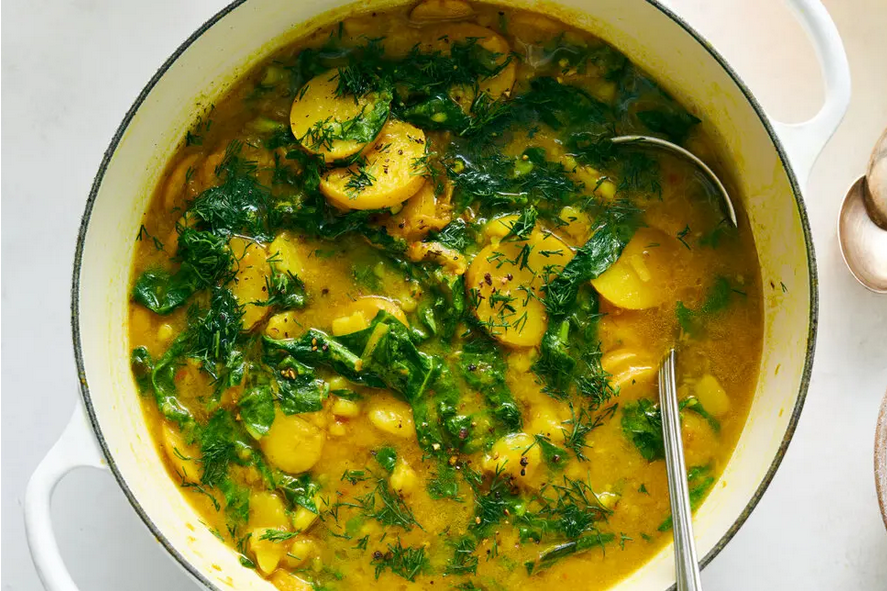Golden Potato &amp; Greens Soup