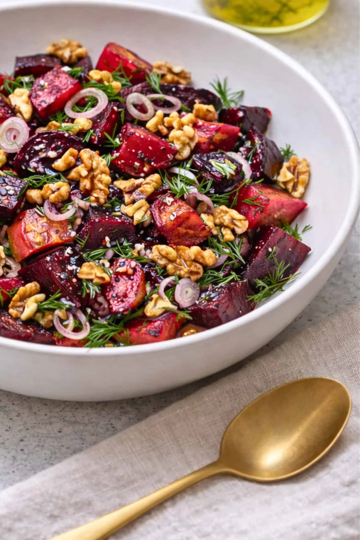 Red Beet and Walnut Salad with Lemon Dill Dressing