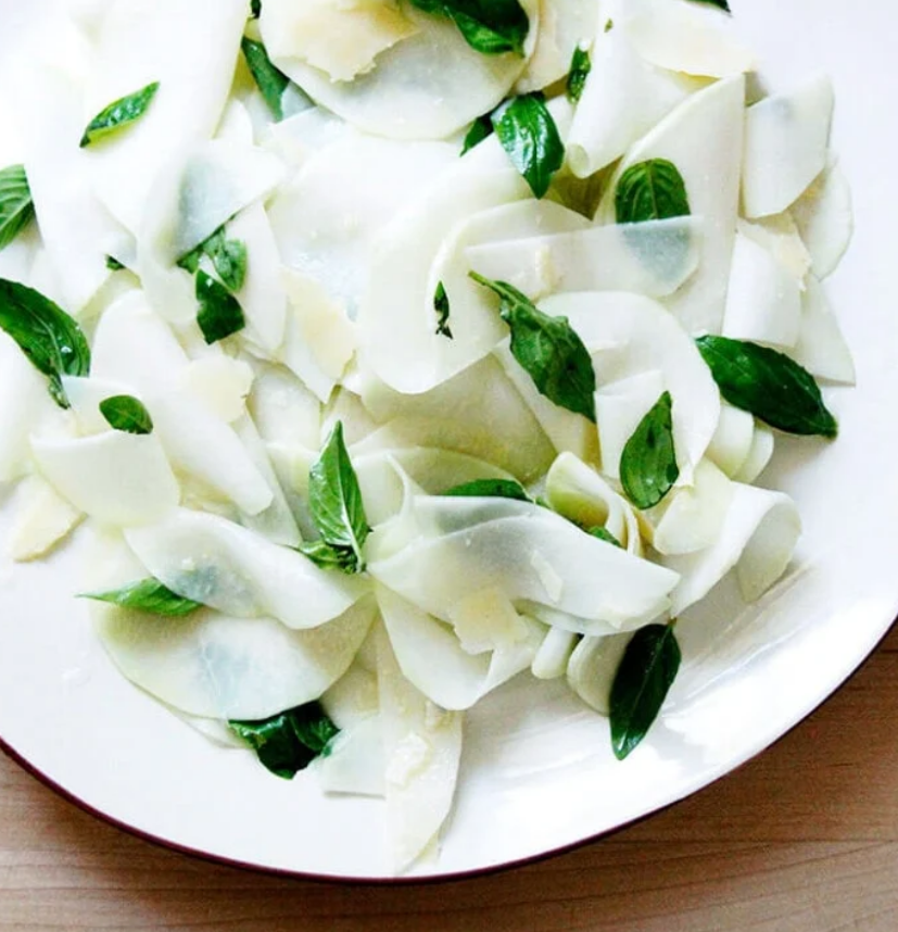 Shaved Kohlrabi Salad with Basil and Parmesan