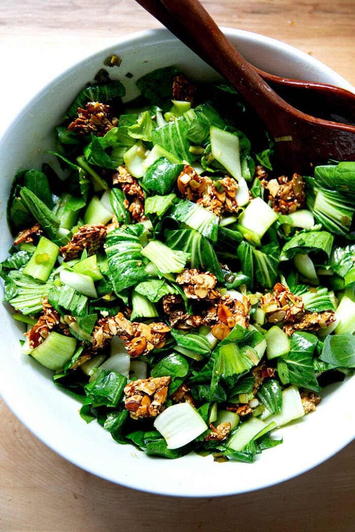 Raw Bok Choy Salad with Sesame Almond Crunch
