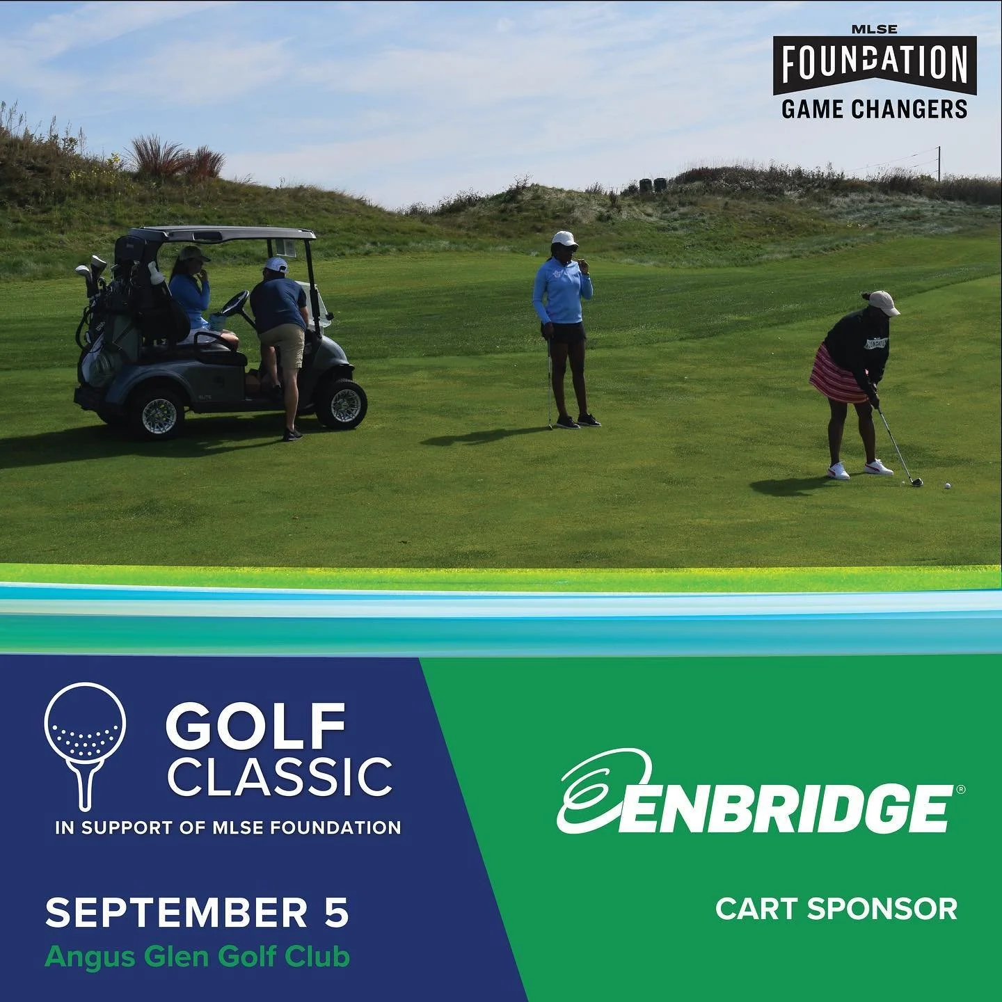 The 2024 MLSE Foundation Game Changers Golf Classic is quickly approaching!
 
Thank you to our cart sponsor @enbridge. With their support we&rsquo;re helping local youth access sports through MLSE Foundation&rsquo;s Change the Game campaign. @mlsefou