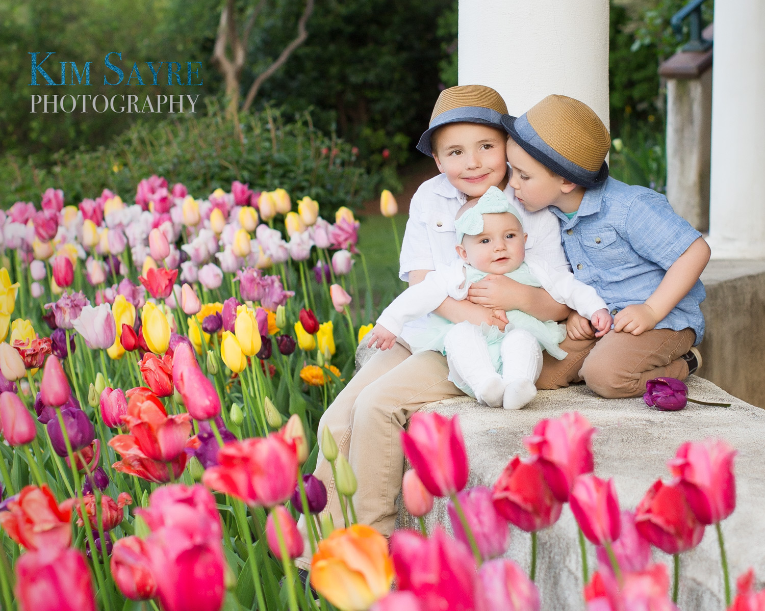 Carson, Gracie and Cade - Portraits in the Spring tulips!