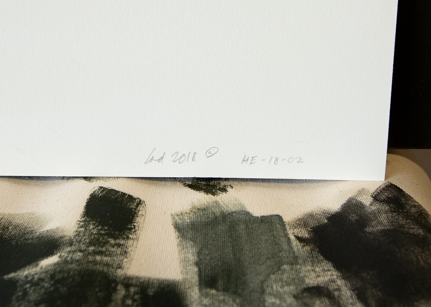 Back of unframed painting with signature and date
