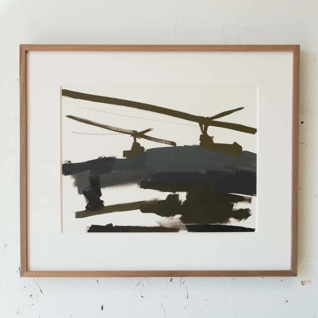 Framed painting showing archival mat