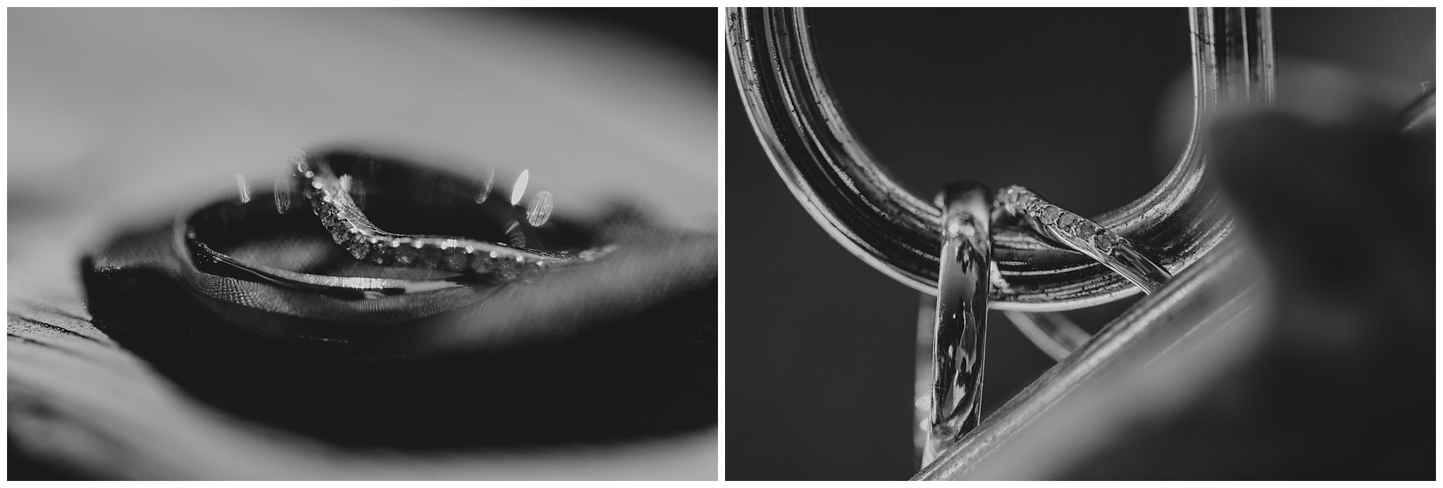 detail shots of wedding ring with flower petal