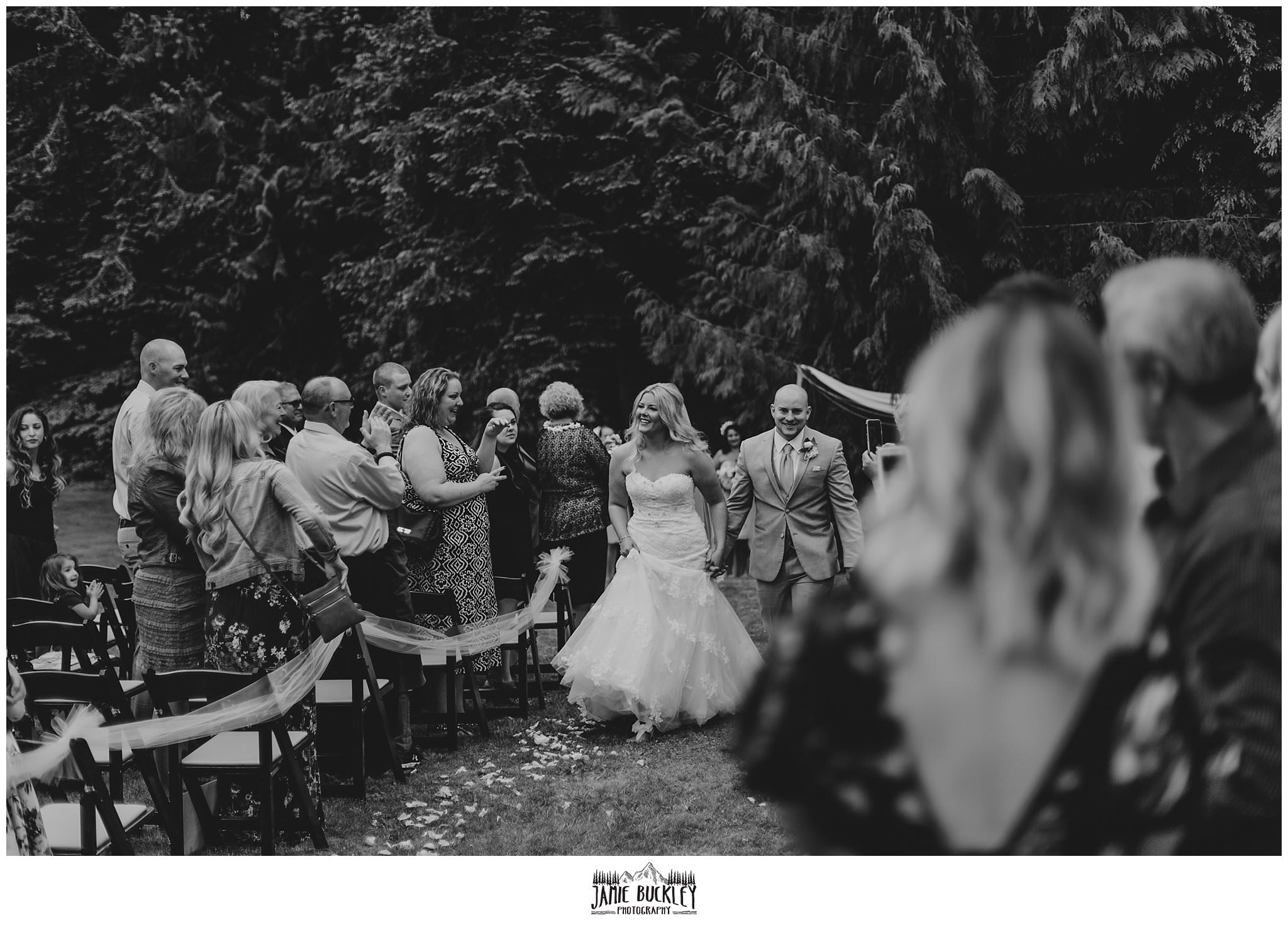 wedding ceremony exit of bride and groom