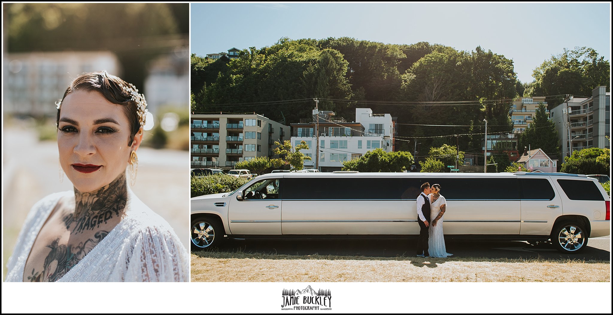 the brides and their stretch limo