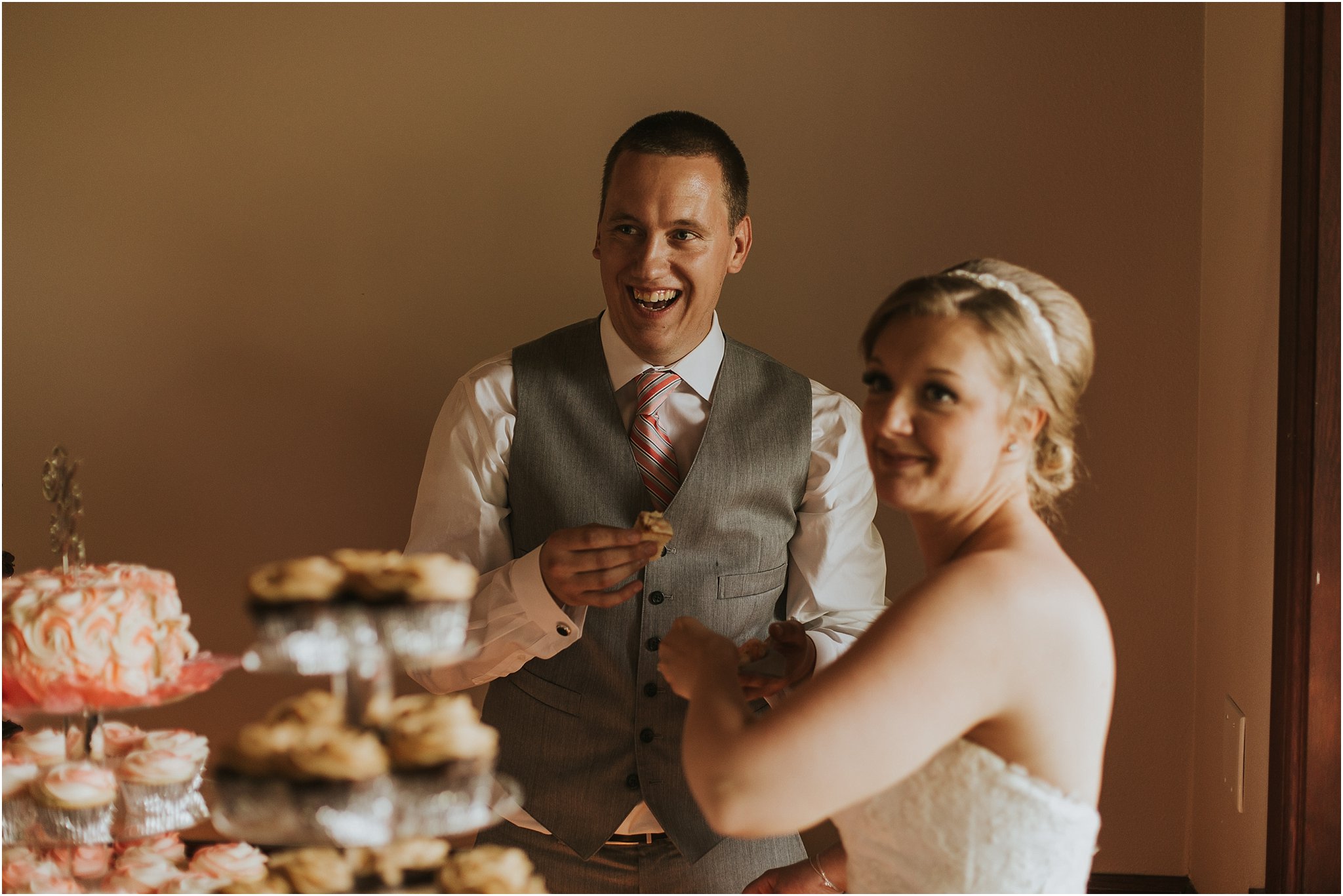 cake cutting with bride and groom