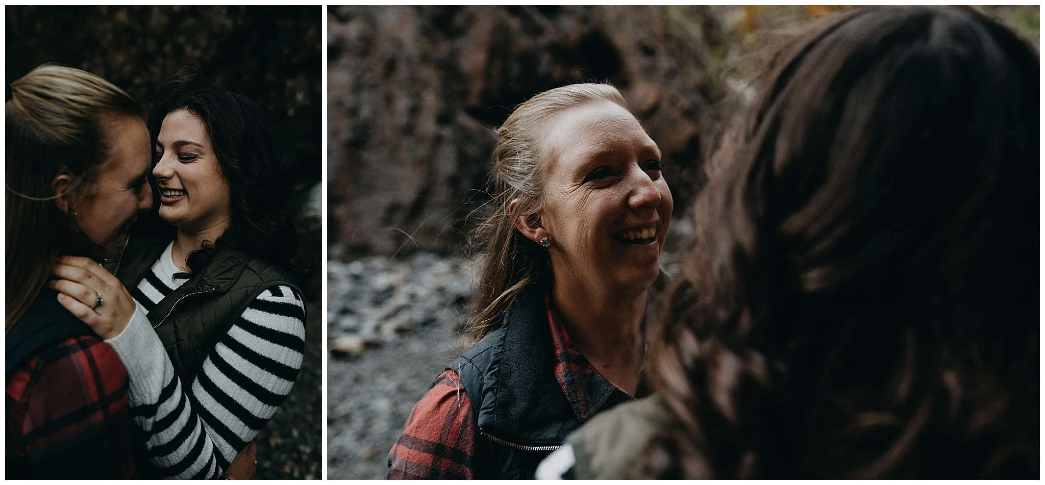 engaged couple cuddle during their engagement session