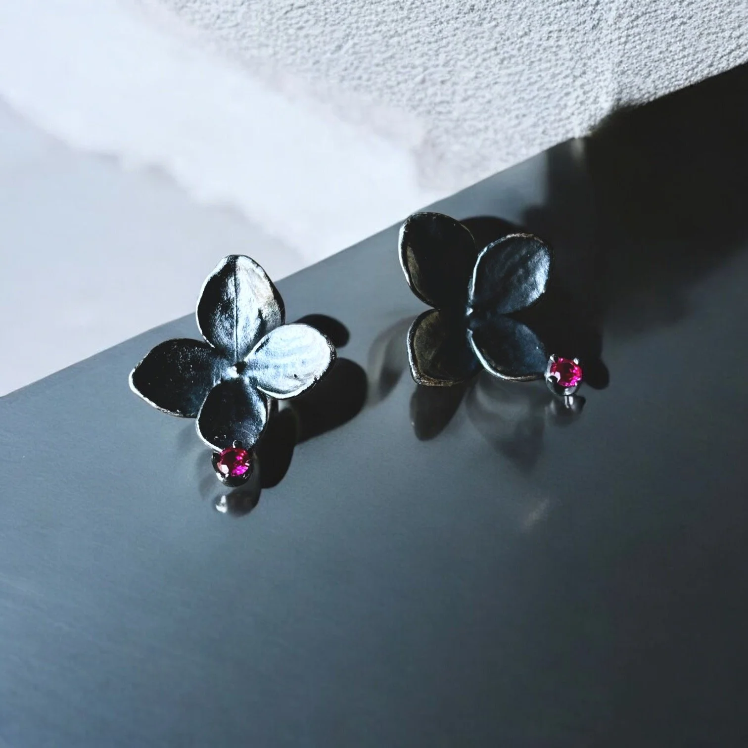 Blossom Noir Ruby Studs