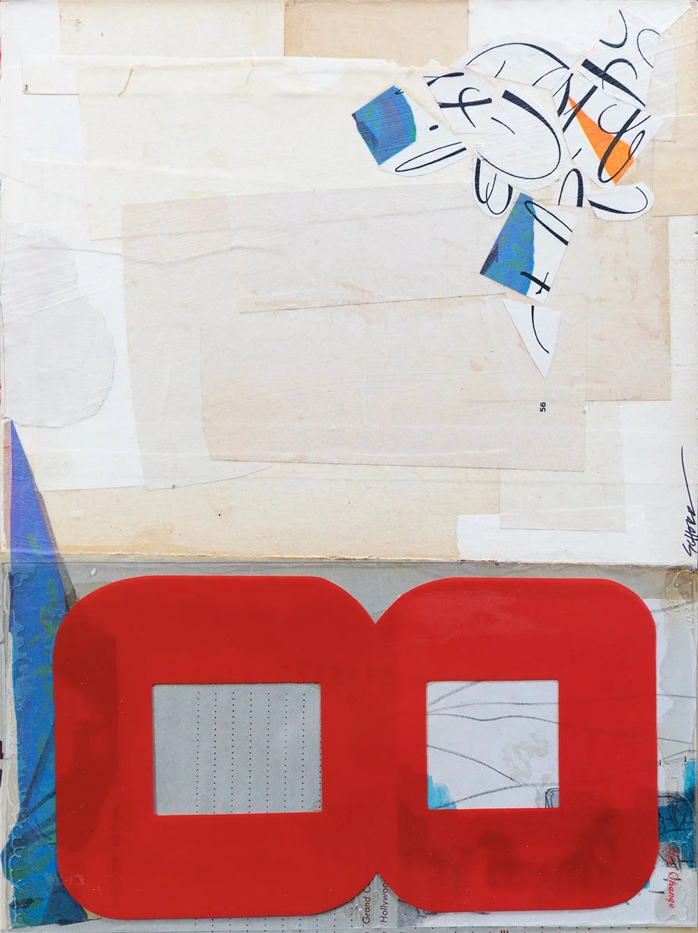 Deconstructed Typography 1 - a mixed media collage with ephemera, pen, and plastic sign lettering by NC artist Natalie Schorr