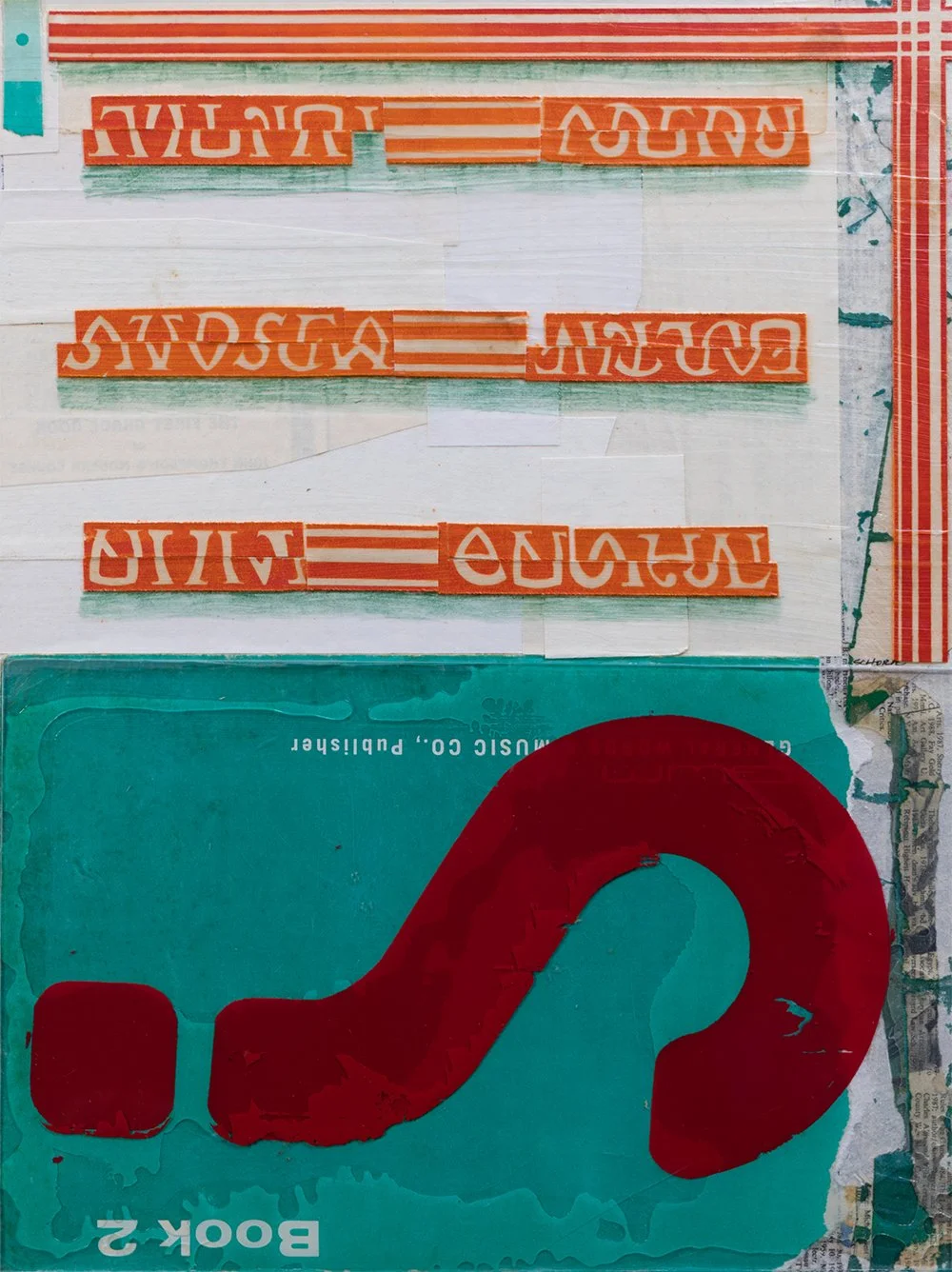 Deconstructed Typography 10 - a mixed media collage with ephemera, pen, and plastic sign lettering by NC artist Natalie Schorr
