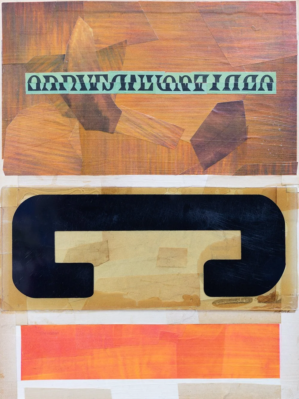 Deconstructed Typography 7 - a mixed media collage with ephemera, pen, and plastic sign lettering by NC artist Natalie Schorr