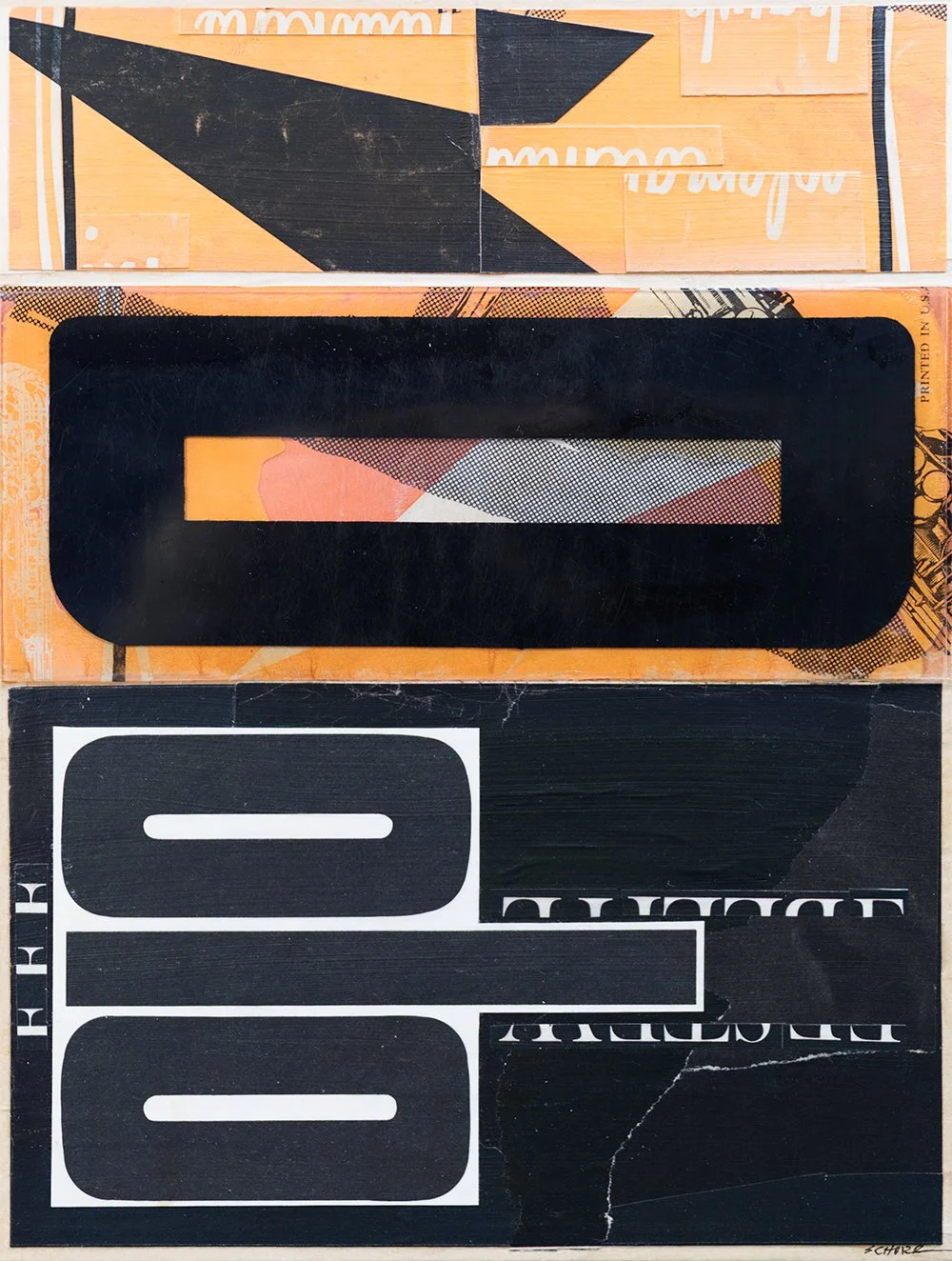 Deconstructed Typography 9 - a mixed media collage with ephemera, pen, and plastic sign lettering by NC artist Natalie Schorr
