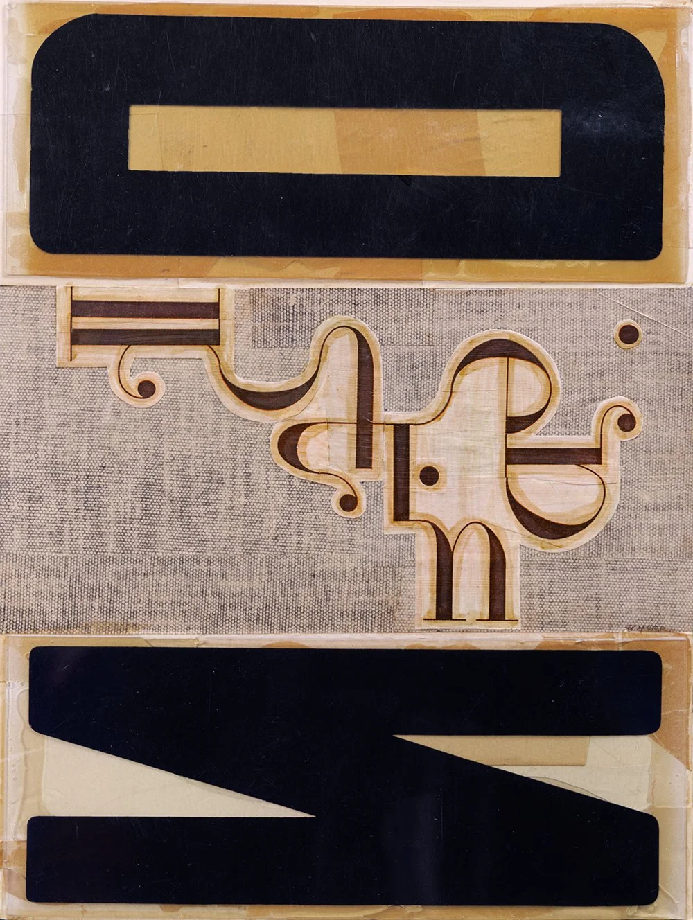 Deconstructed Typography 3 - a mixed media collage with ephemera, pen, and plastic sign lettering by NC artist Natalie Schorr