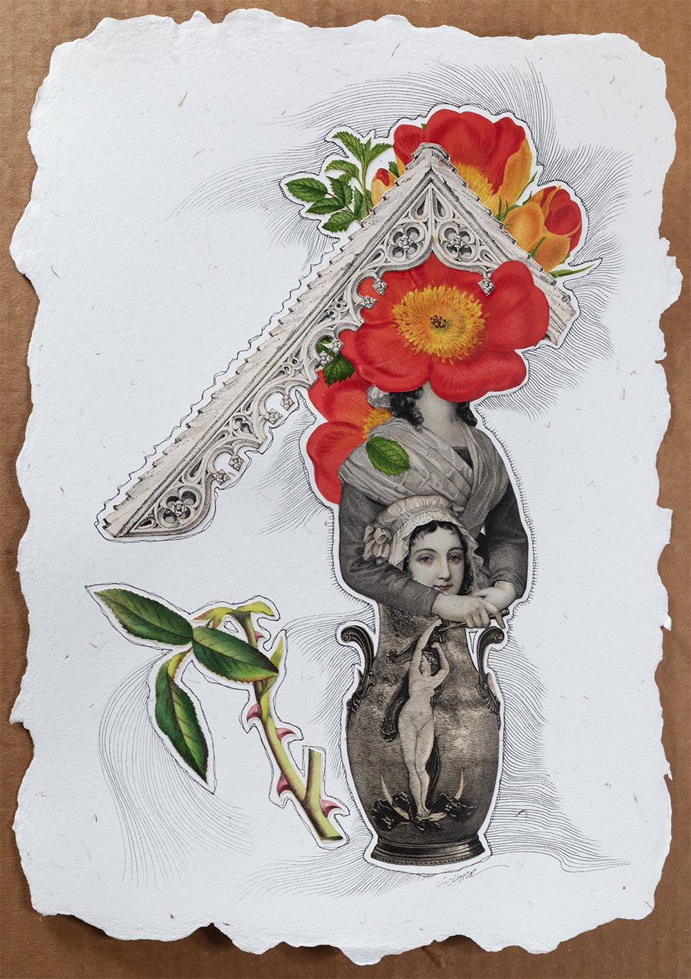 Reliquary 6 is a mixed media analog collage by North Carolina artist Natalie Schorr.