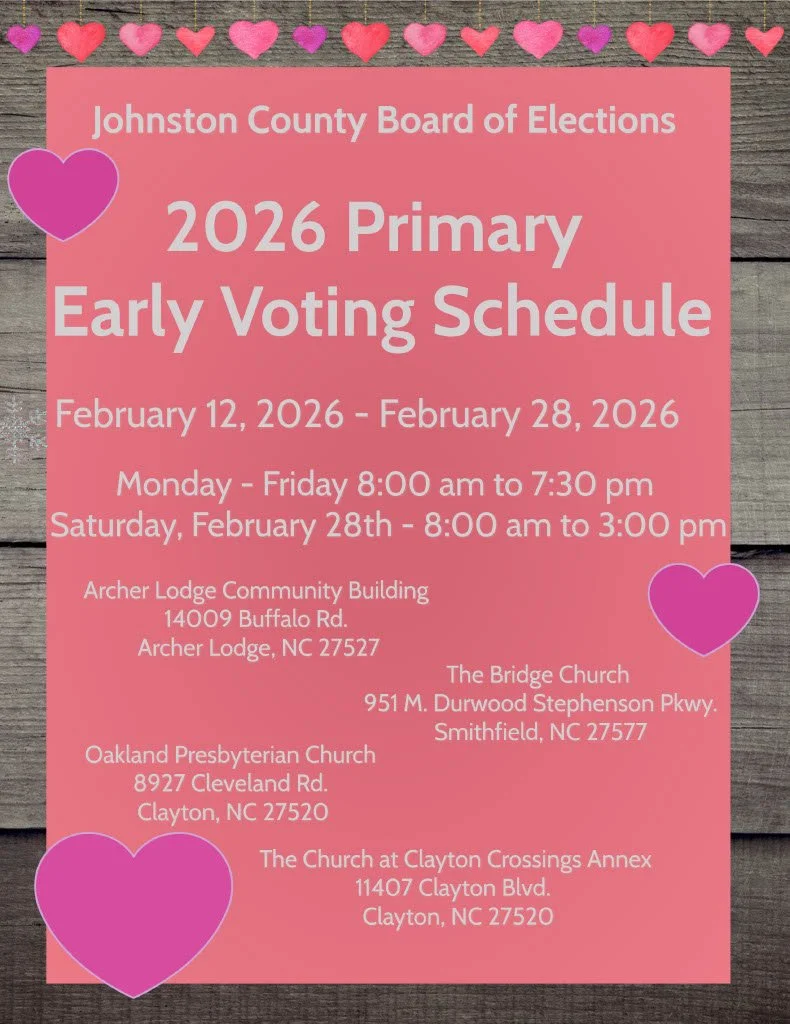 PRIMARY Early Voting 2026 February 12-February 28 — Johnston County ...