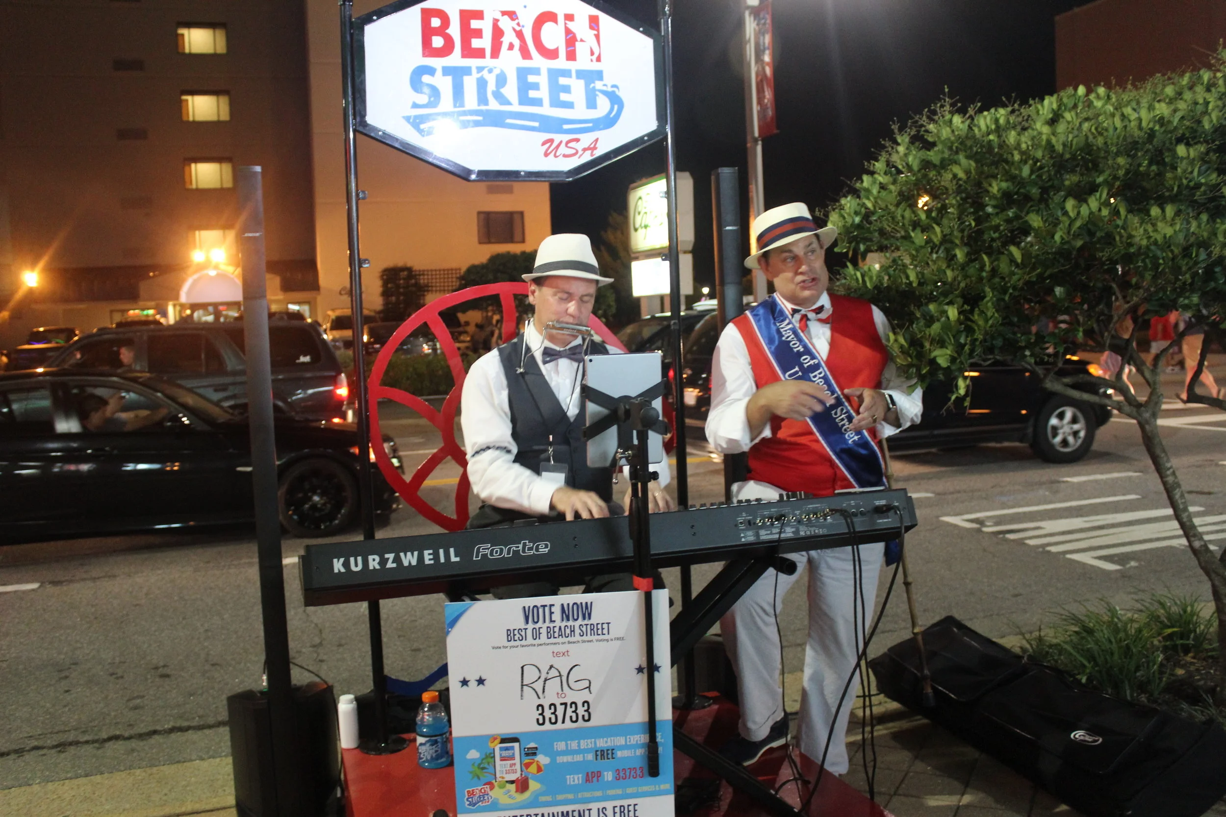 A piano/vocal duet with Alfred Garr, Mayor of Beachstreet USA, August 2016