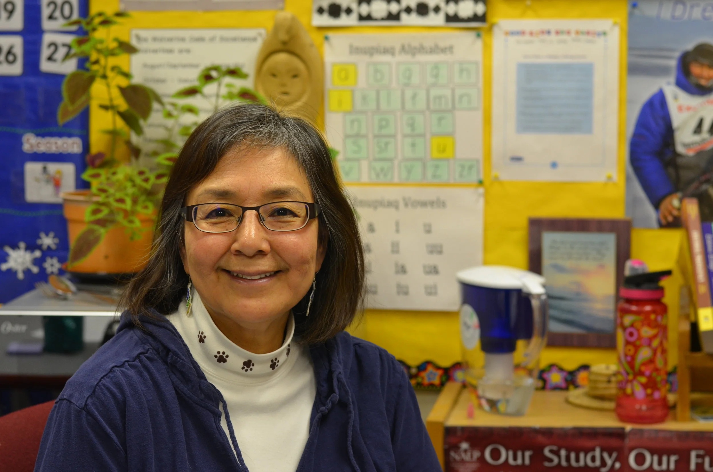 Conger in the 2nd grade classroom where she teaches at Nome Elementary.