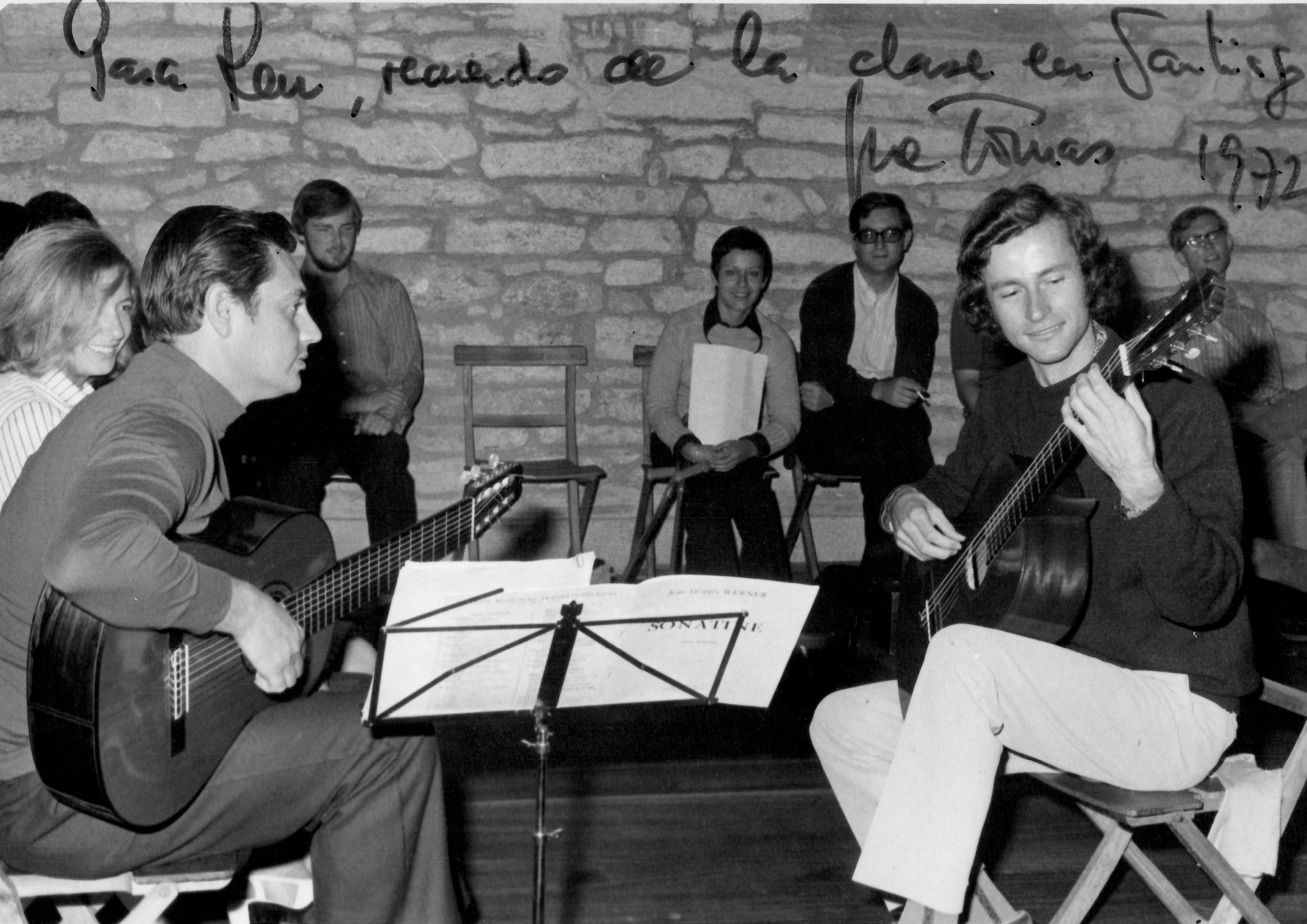 Ken Burns at the 1972 Andre Segovia Summer School in Santiago de Compostela (Jose Tomas - left, Ken Burns - right)