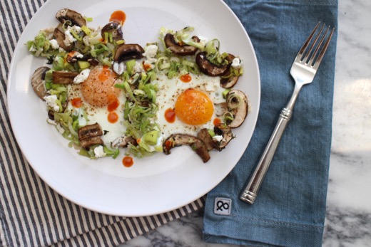 Baked Eggs with Leeks and Mushrooms