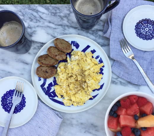 Three recipes - one day of your Whole30. Breakfast, Lunch and Dinner. Start with scrambled eggs in coconut or olive oil, Whole30 approved sausage, fresh fruit and an almond milk latte.