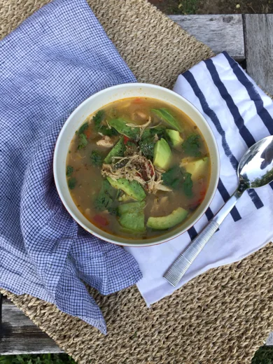 The best chicken chili you've ever had. In fact, I'll probably do an entire post on this recipe. I stole it from the Whole30 instagram recipe page. In a nutshell... get out your slow cooker in the morning. Add one diced red pepper (or two), one diced onion, 5-6 minced garlic cloves, 2 deseeded diced jalapeños to the bottom of your slow cooker. Add 3 tbsp cumin, 2 tbsp chili powder, 2 tbsp dried or fresh oregano, 2 tbsp salt and freshly groud pepper. Add 1 lb. boneless skinless chicken breast and cover with 4-5 cups of chicken or vegetable broth. Cook on low for 5-6 hours. Remove chicken and shred with two forks. Return to pot and add one can of full fat coconut milk. Let cook on high for another half hour. Serve with fresh avocado and cilantro.