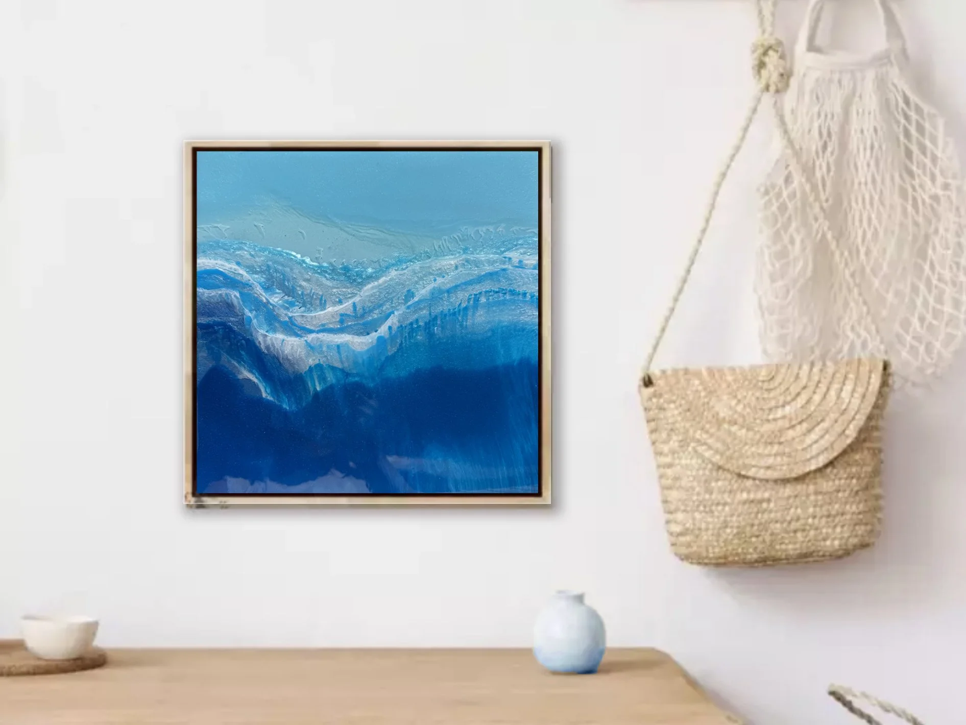 BLUE Mountains resin on canvas framed on shlef timber.jpg