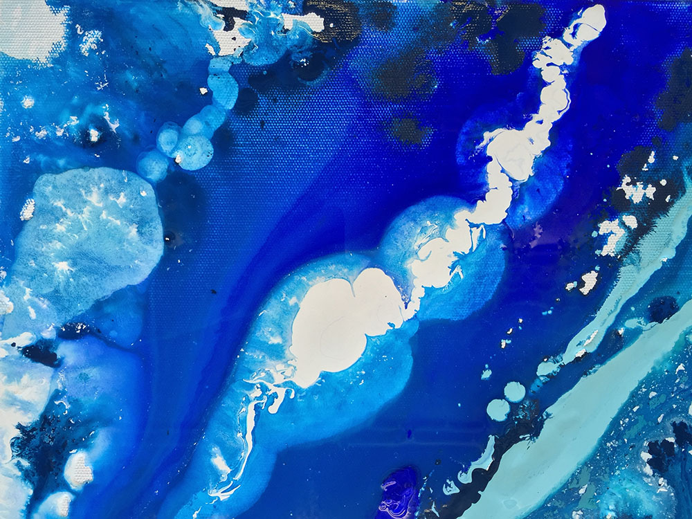 acrylic & resin on canvas. Deep Blue Sea. 2023 Brenda Stone Art original.