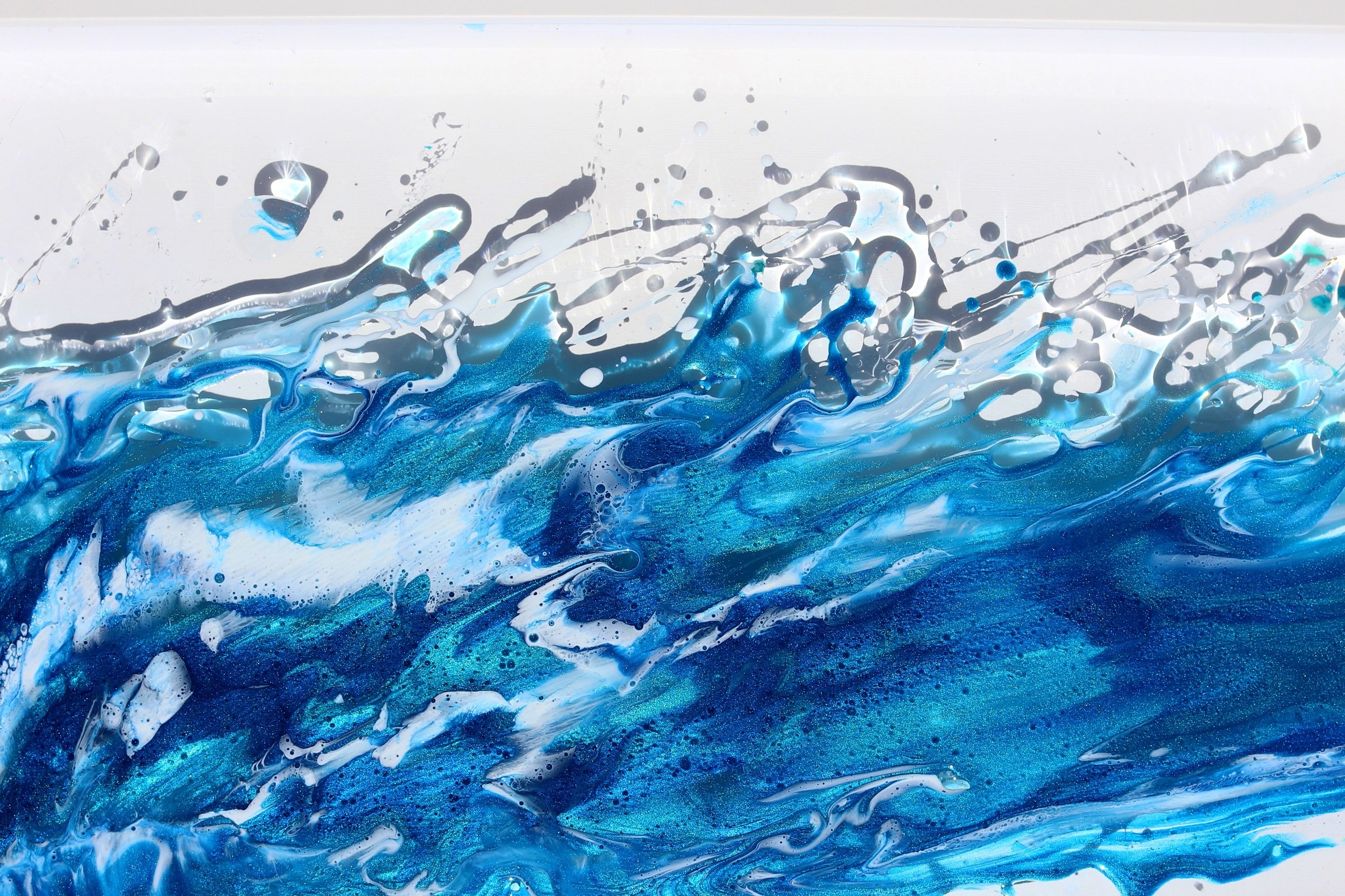 Resin on panel. Blue ocean scape by Brenda Stone Art.