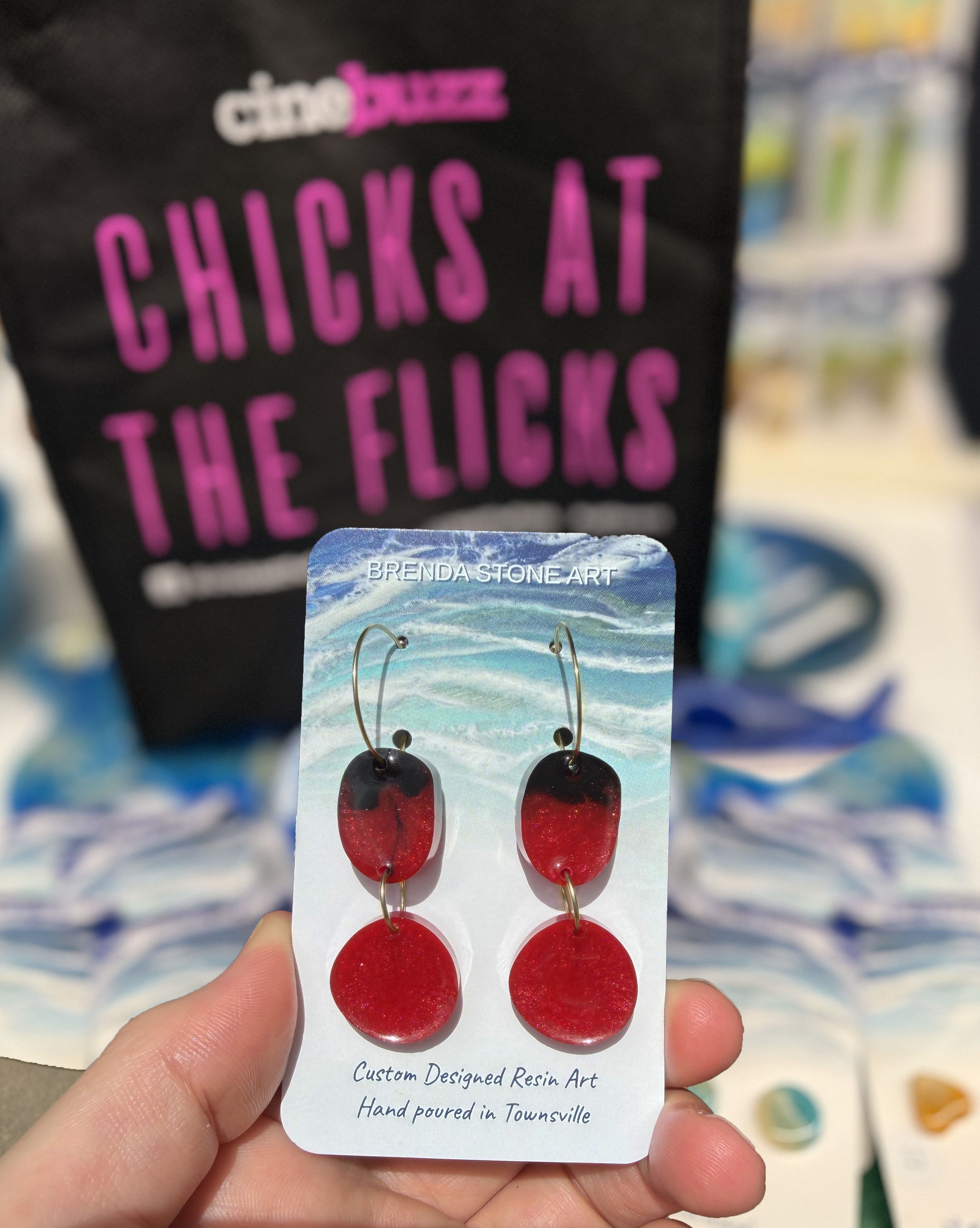 CHICKS at FLICKS Collection 3 Black red VELVET Double Drop GOLD.jpg