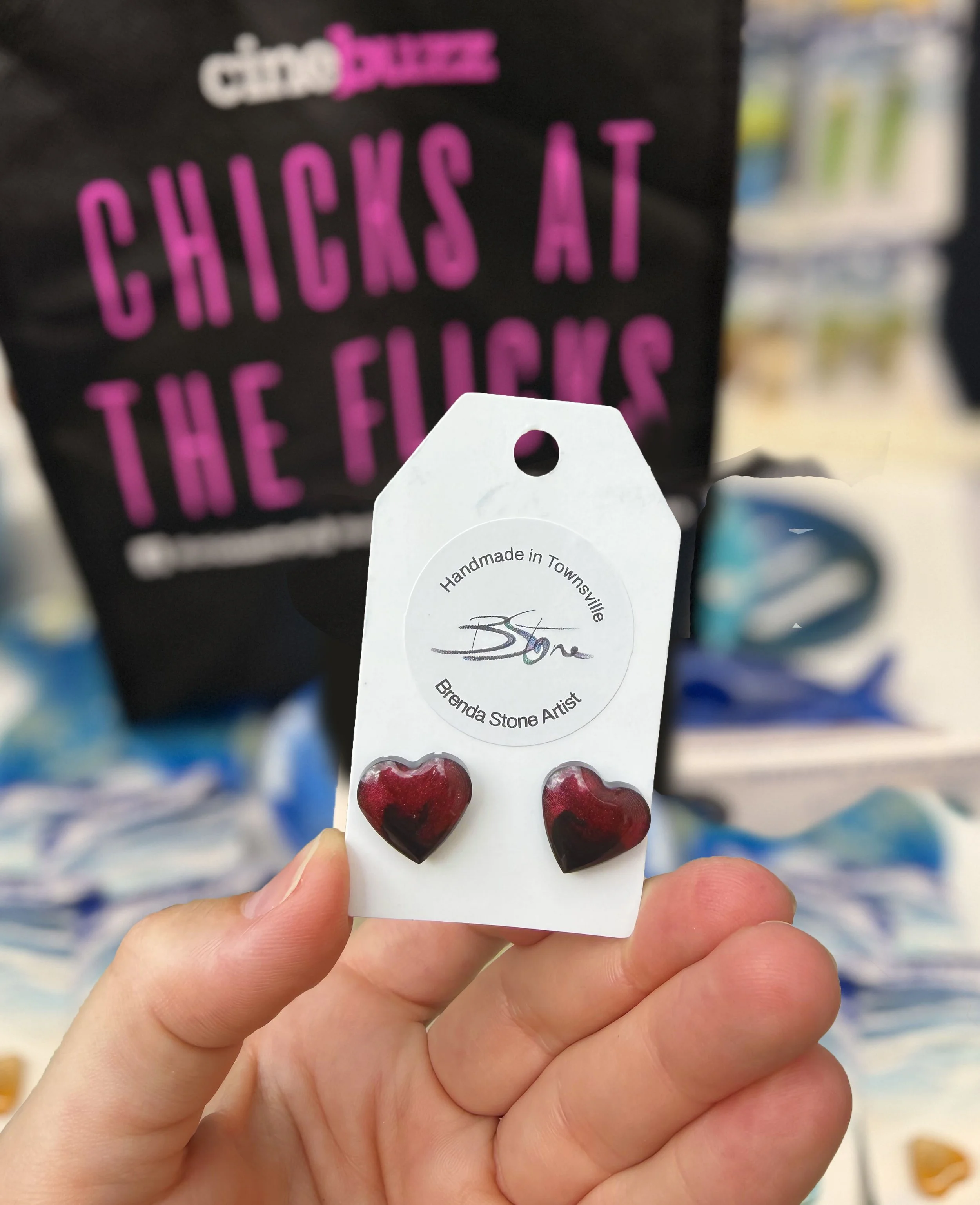 CHICKS at FLICKS Collection 3 studs black red Hearts.jpg