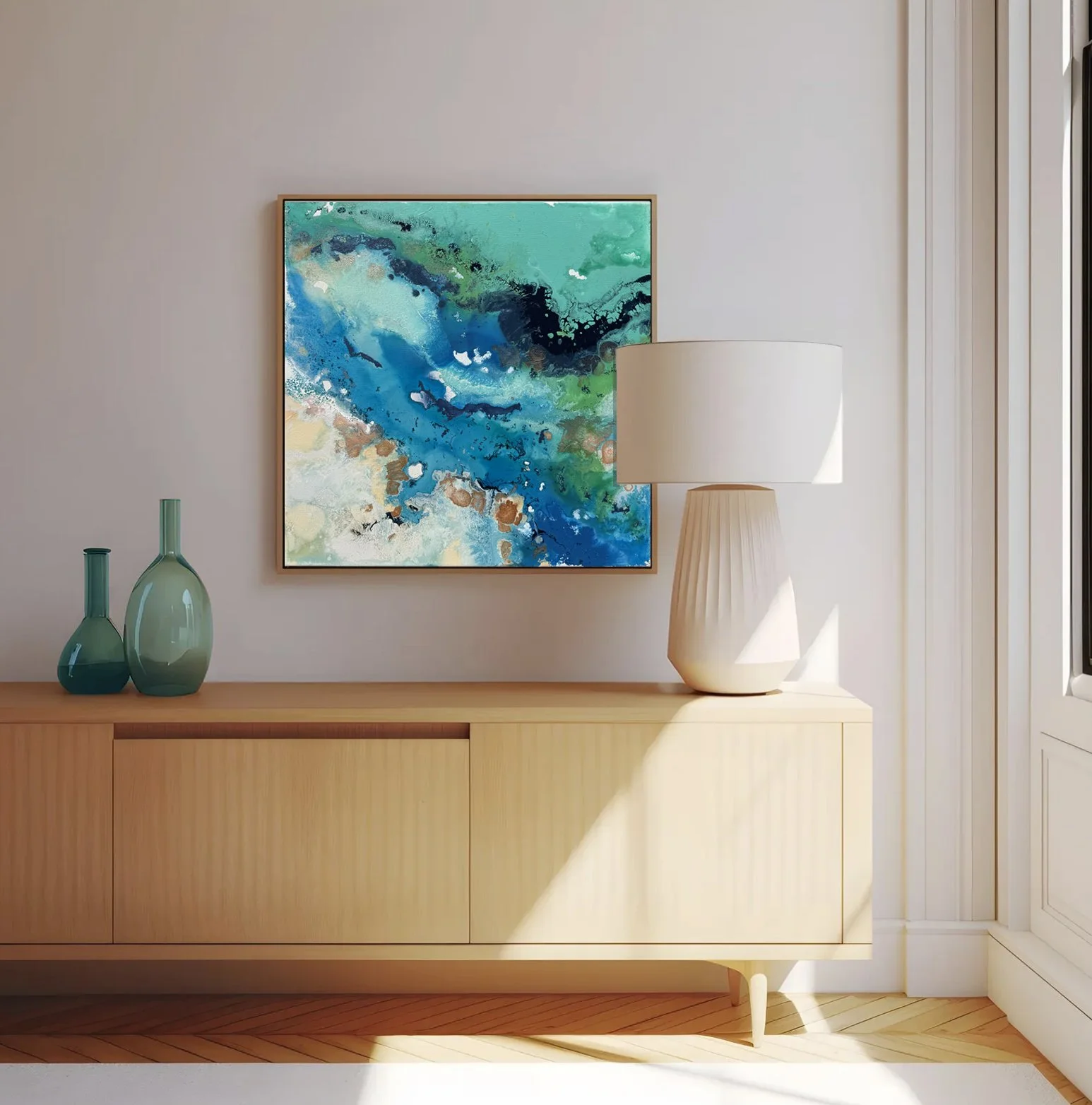 Where Ocean meets Earth- framed above crudenza in warm room.jpg