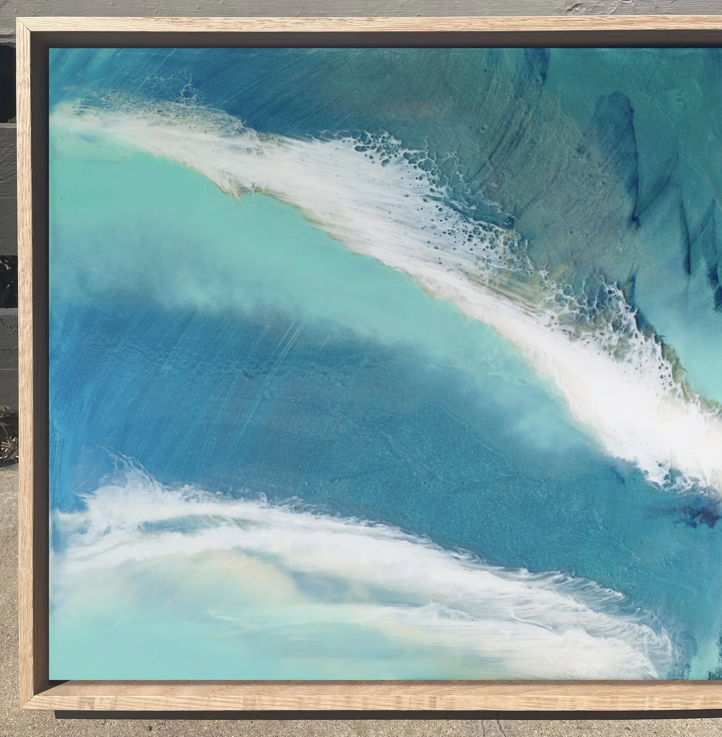 Whitehaven resin artwork framed in raw timber section.jpg