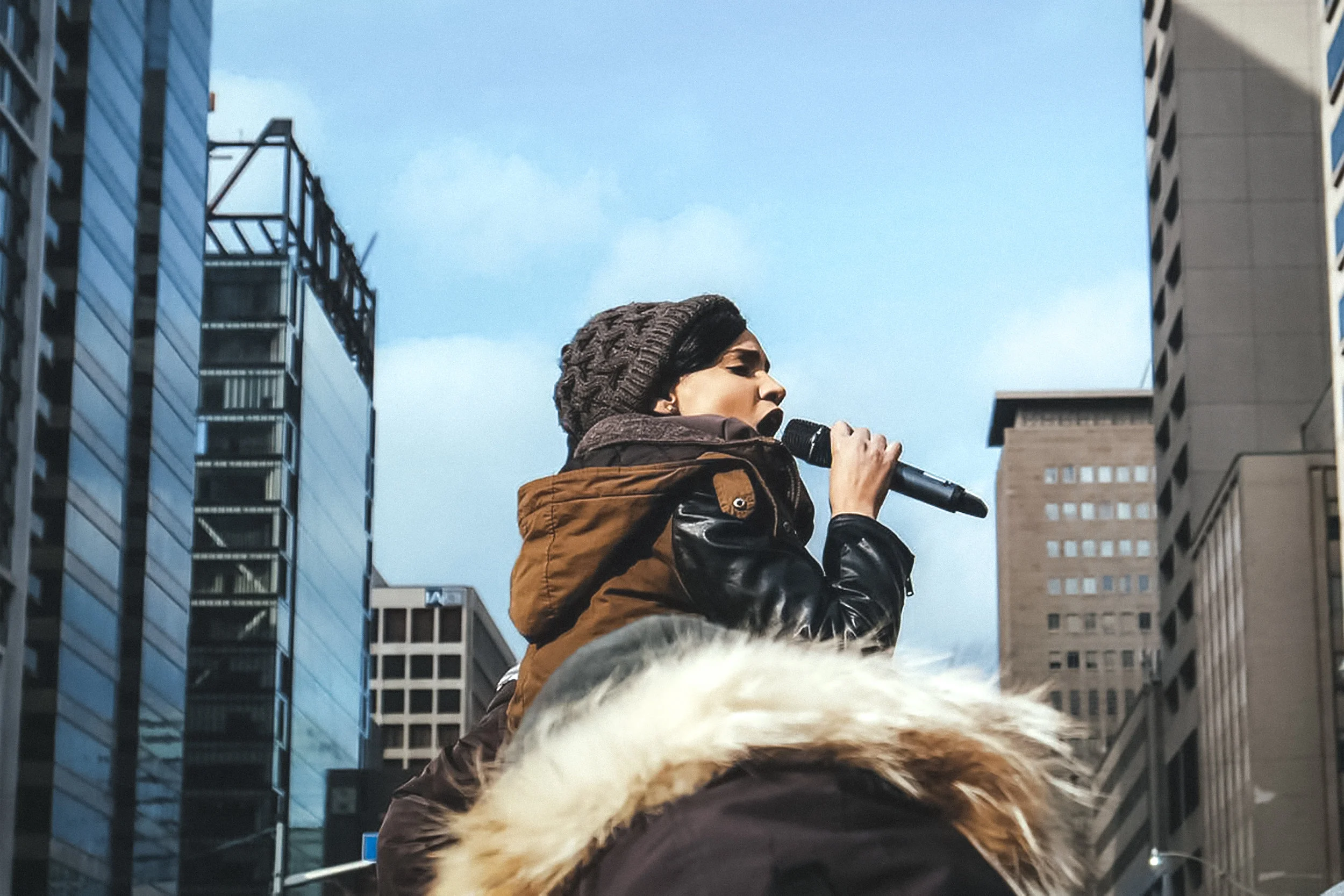 Black Lives Matter Toronto co-founder Yusra Khogali speaking at a rally. Source: blog.to