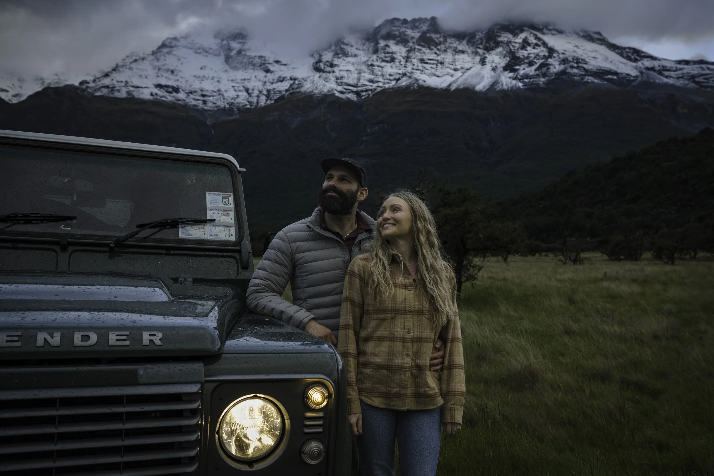 AuthenticAs Land Rover Defender JAS on the road to Paradise, Glenorchy, New Zealand