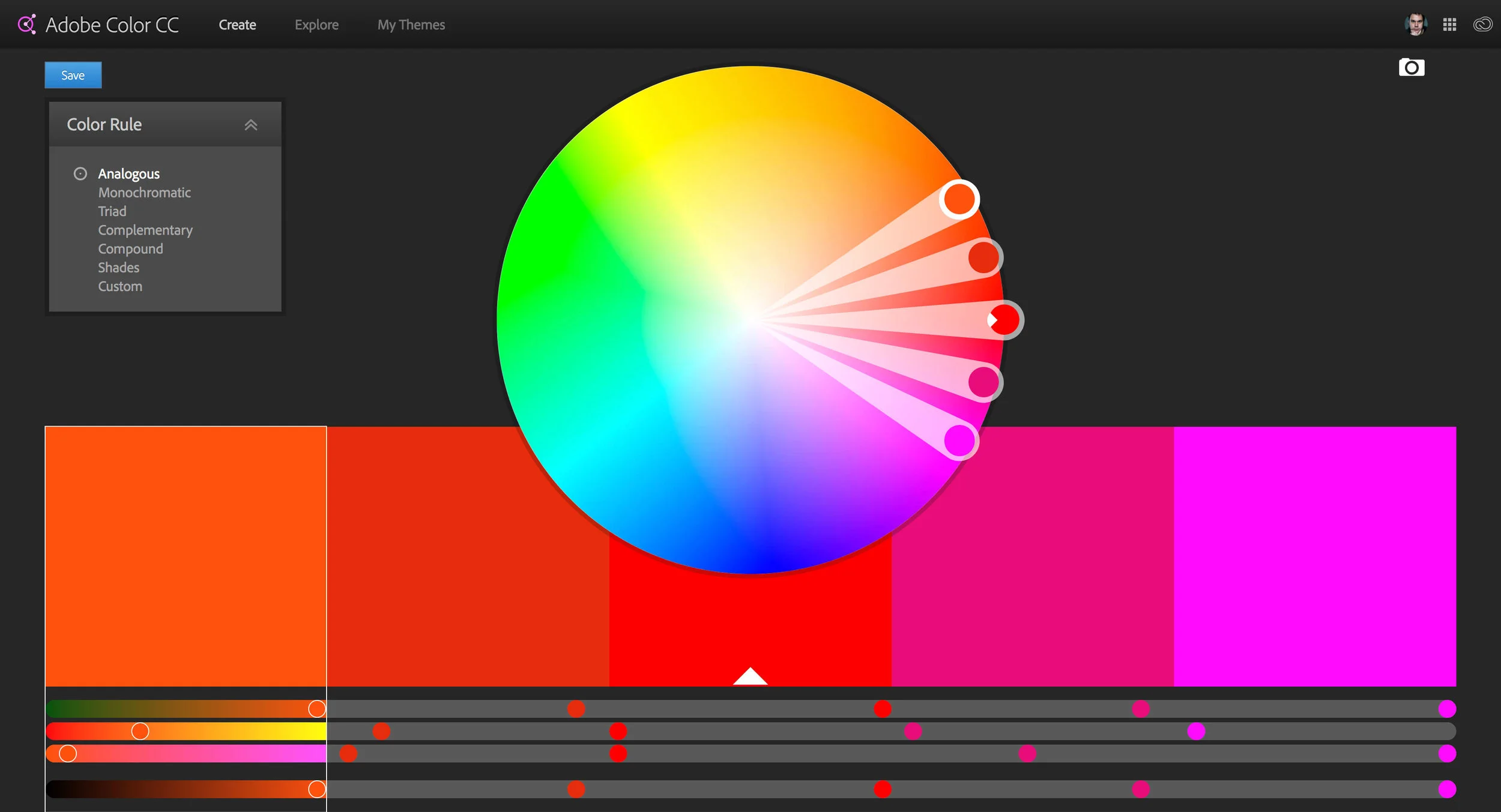 The Adobe Color CC user interface.