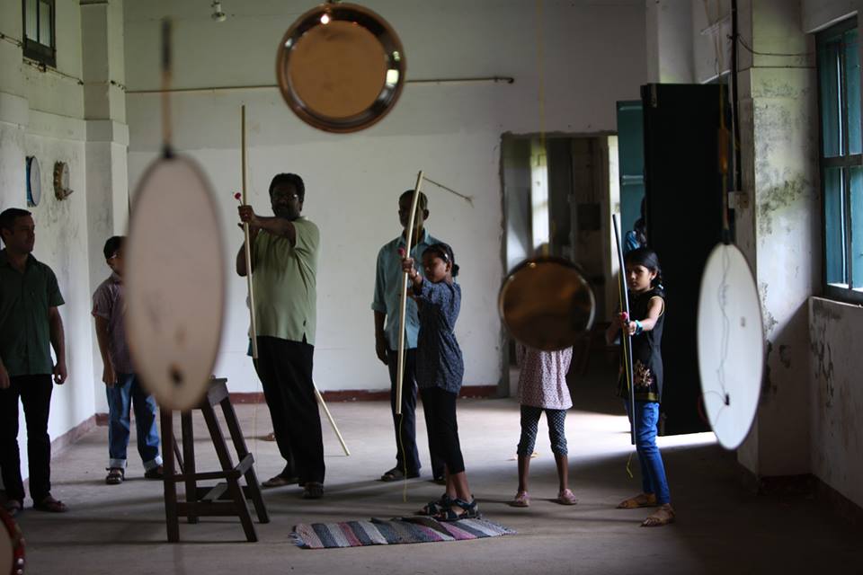 Bow River Kochi, sound activated interactive archery by Dylan Marotrell Pepperhouse Studios KochiAIR, 2014.